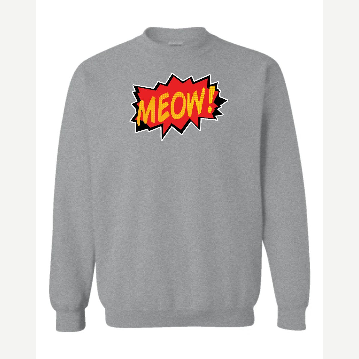 MEOW! (Comic Burst) — Crewneck Sweatshirt / Sport Grey