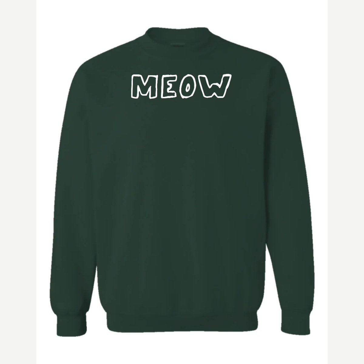 Meow — Crewneck Sweatshirt / Forest Green