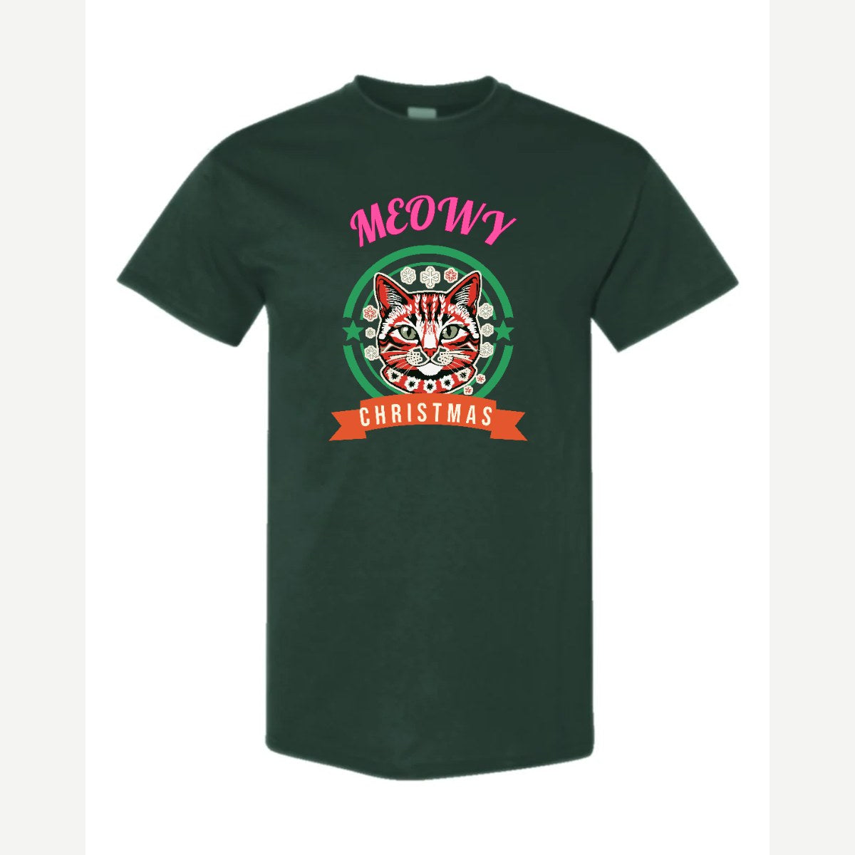 Meowy Christmas — Classic Tee / Forest Green