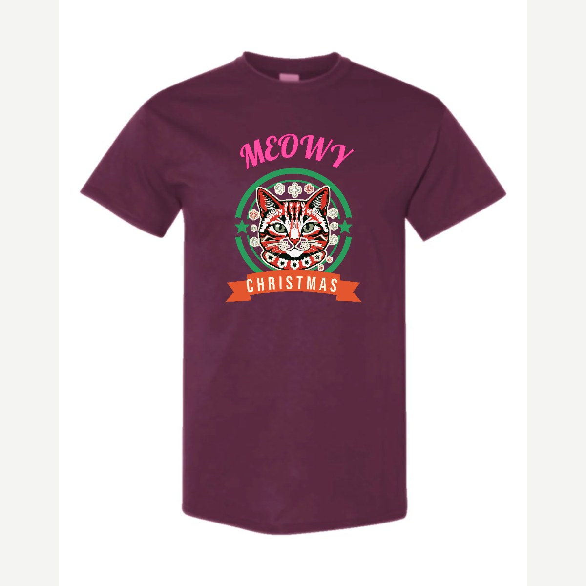 Meowy Christmas — Classic Tee / Maroon