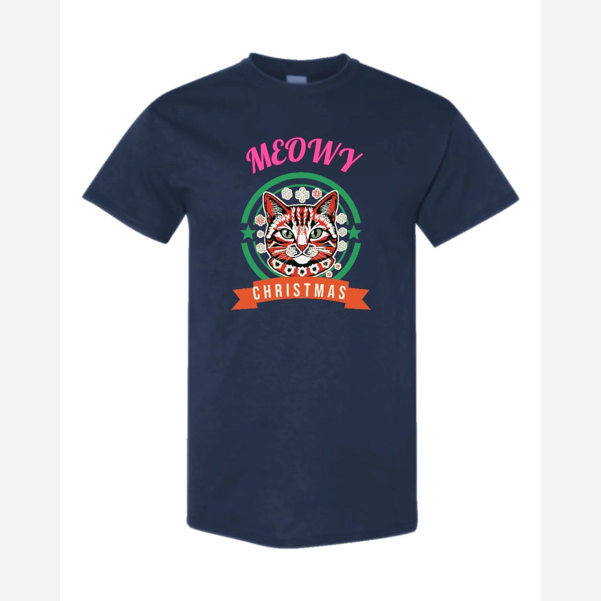 Meowy Christmas — Classic Tee / Navy
