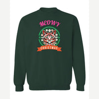 Meowy Christmas — Crewneck Sweatshirt / Forest Green