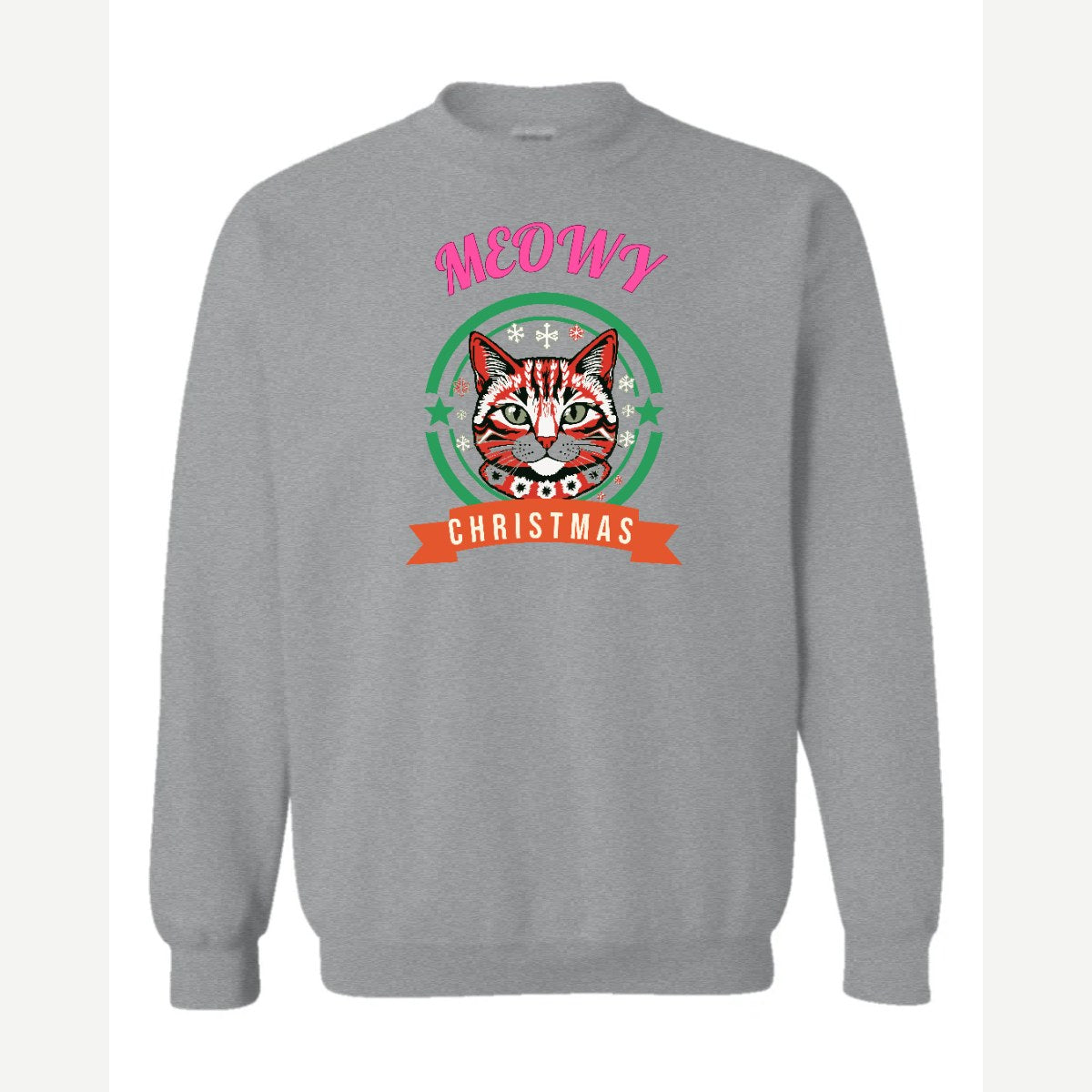 Meowy Christmas — Crewneck Sweatshirt / Sport Grey