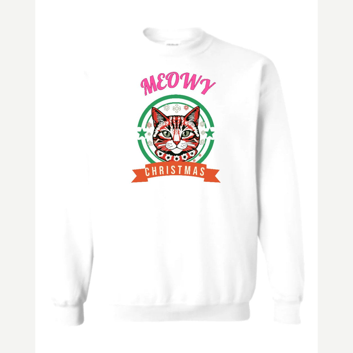 Meowy Christmas — Crewneck Sweatshirt / White