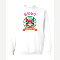 Meowy Christmas — Crewneck Sweatshirt / White