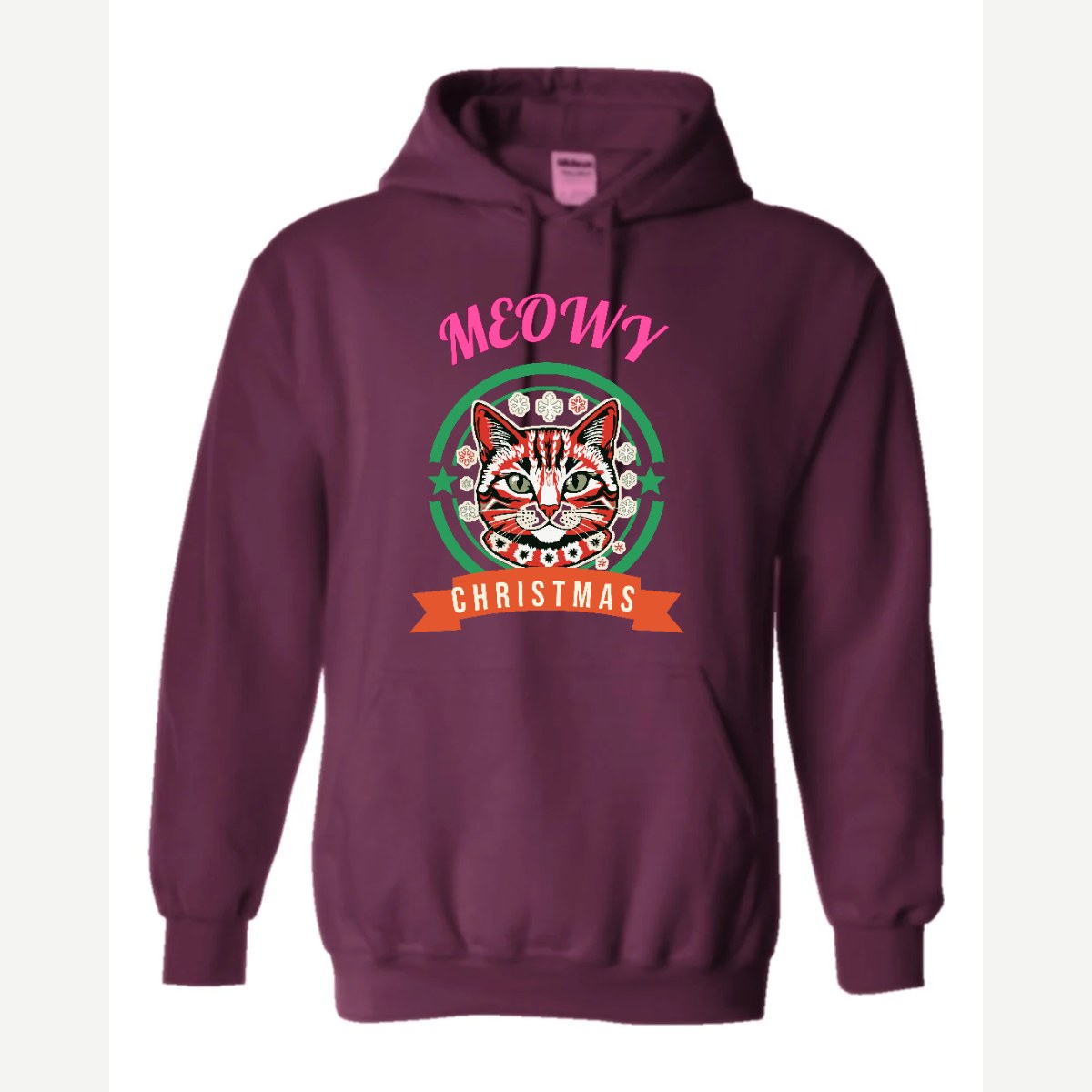 Meowy Christmas — Hoodie / Maroon