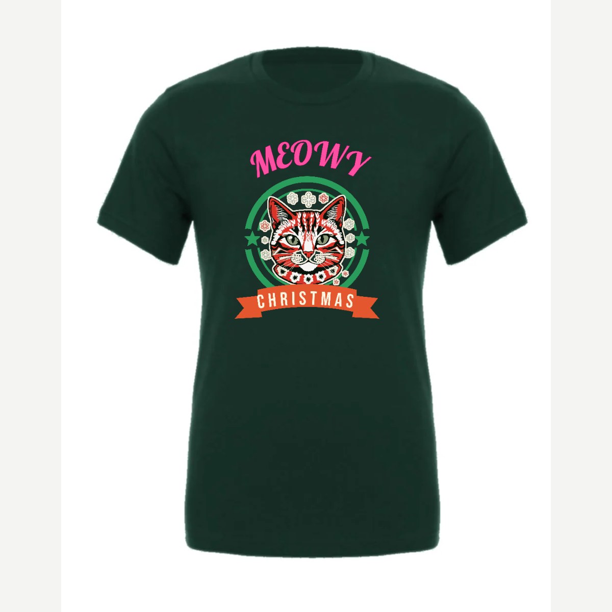 Meowy Christmas — Premium Tee / Forest