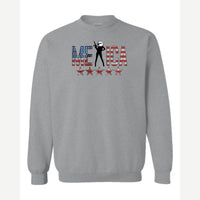 'Merica (Eagle with Rifle) — Crewneck Sweatshirt / Sport Grey