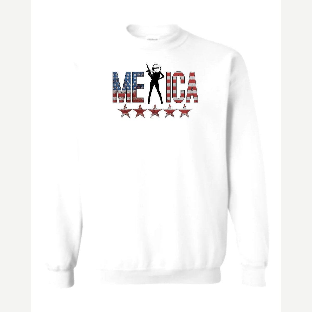 'Merica (Eagle with Rifle) — Crewneck Sweatshirt / White
