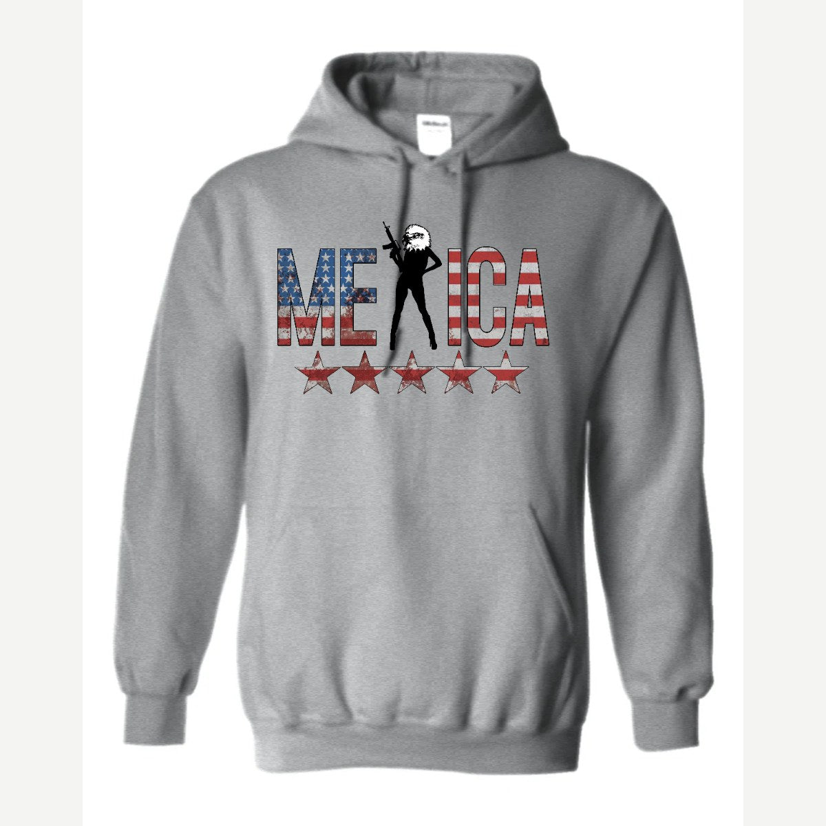 'Merica (Eagle with Rifle) — Hoodie / Sport Grey