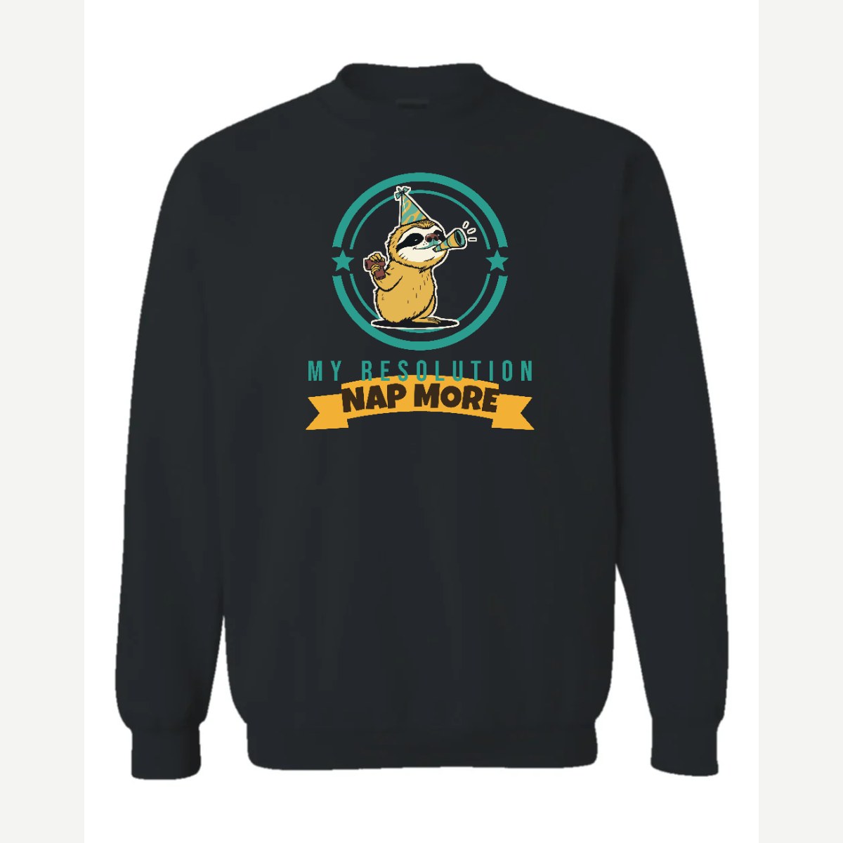 My Resolution: Nap More — Crewneck Sweatshirt / Black