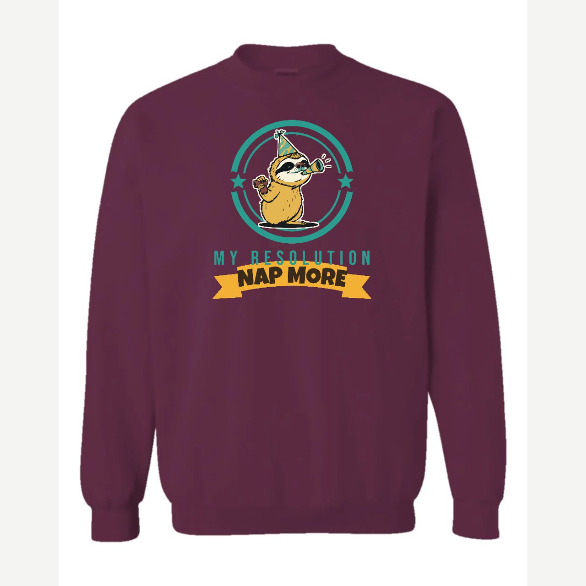 My Resolution: Nap More — Crewneck Sweatshirt / Maroon