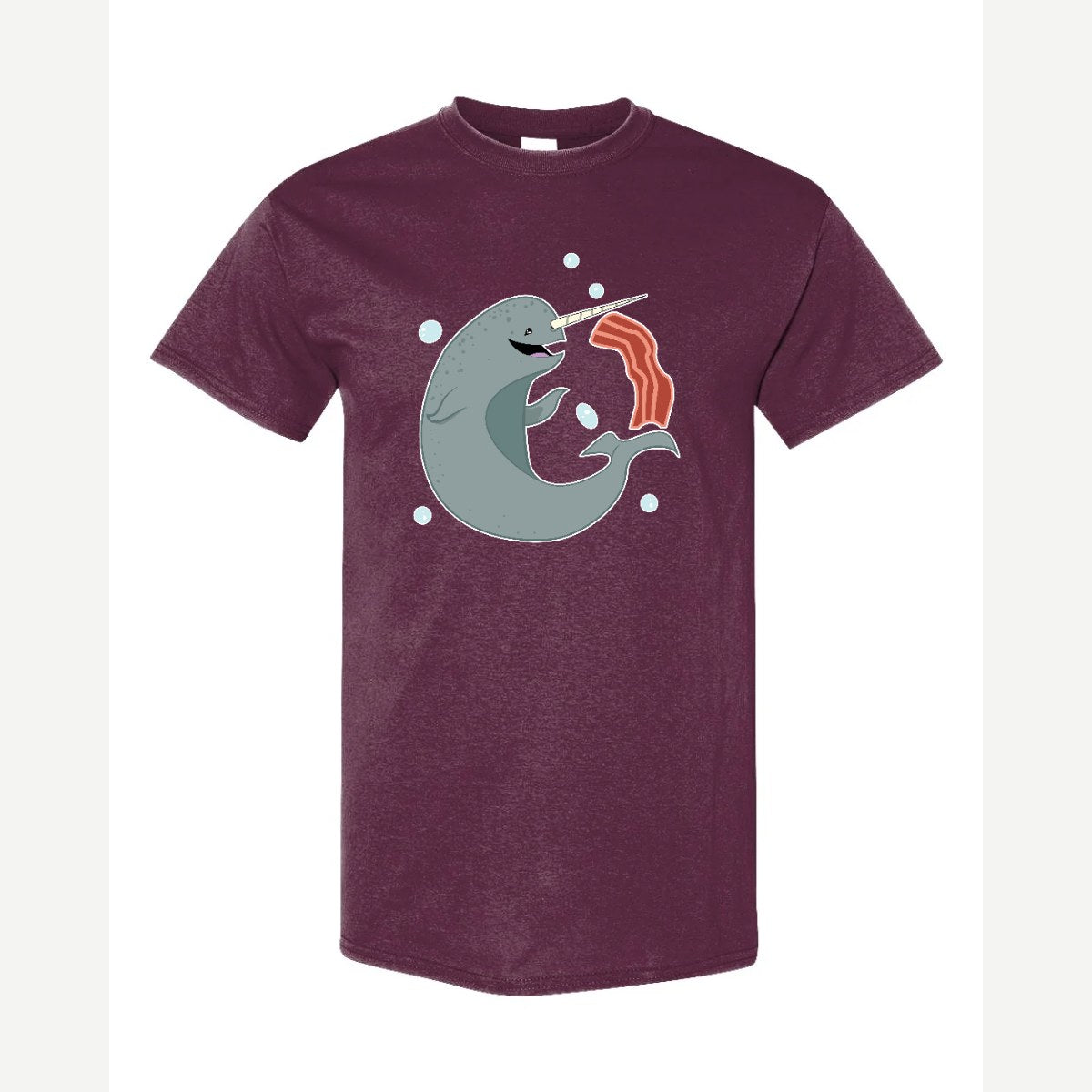 Narwhals and Bacon at Midnight — Classic Tee / Maroon