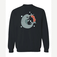 Narwhals and Bacon at Midnight — Crewneck Sweatshirt / Black