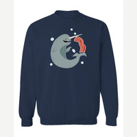 Narwhals and Bacon at Midnight — Crewneck Sweatshirt / Navy