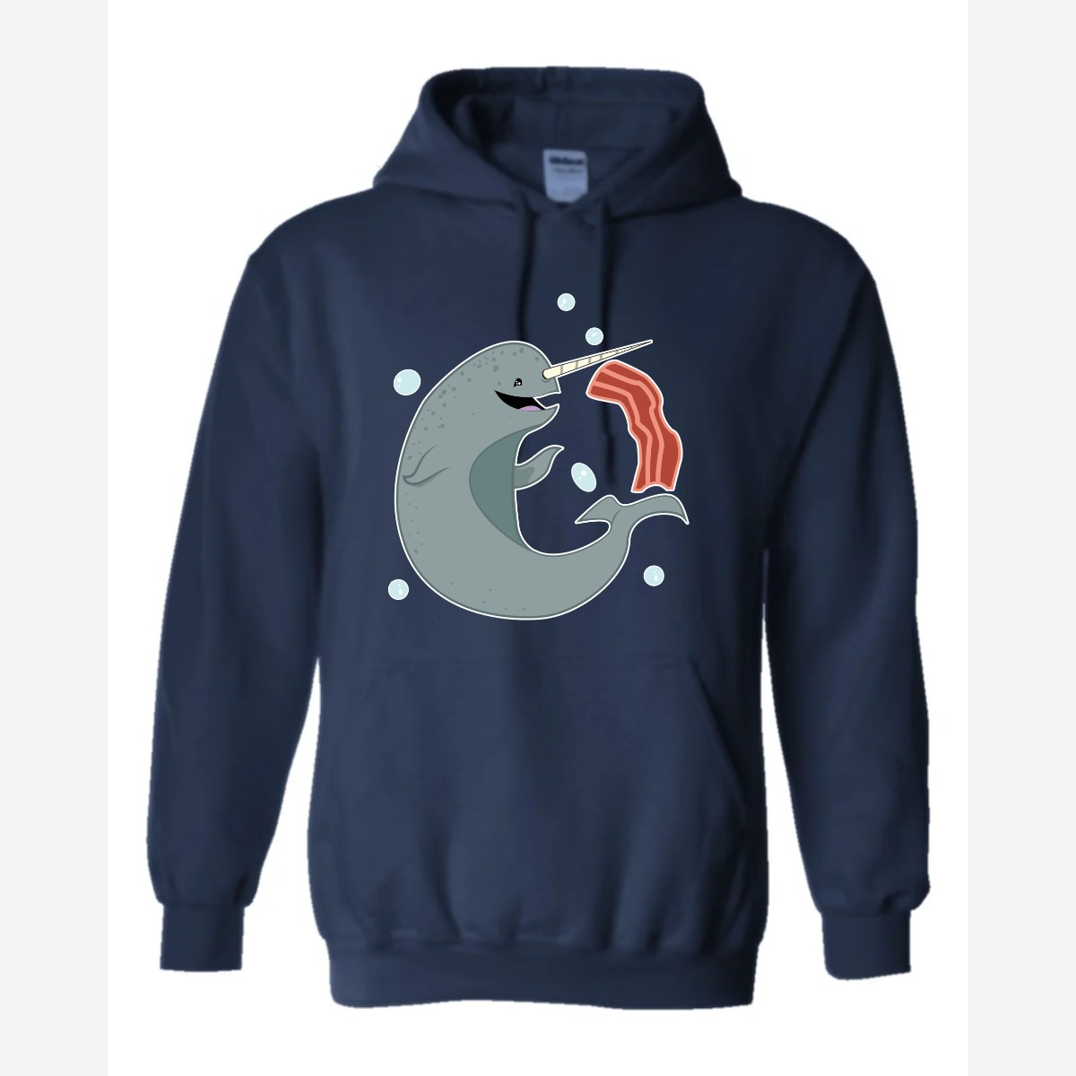 Narwhals and Bacon at Midnight — Hoodie / Navy