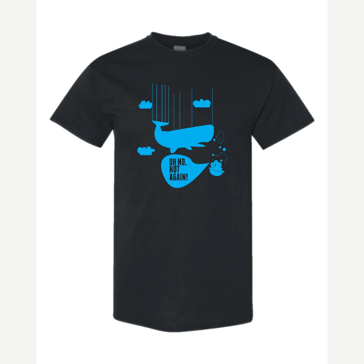 Oh No, Not Again (Falling Whale) — Classic Tee / Black