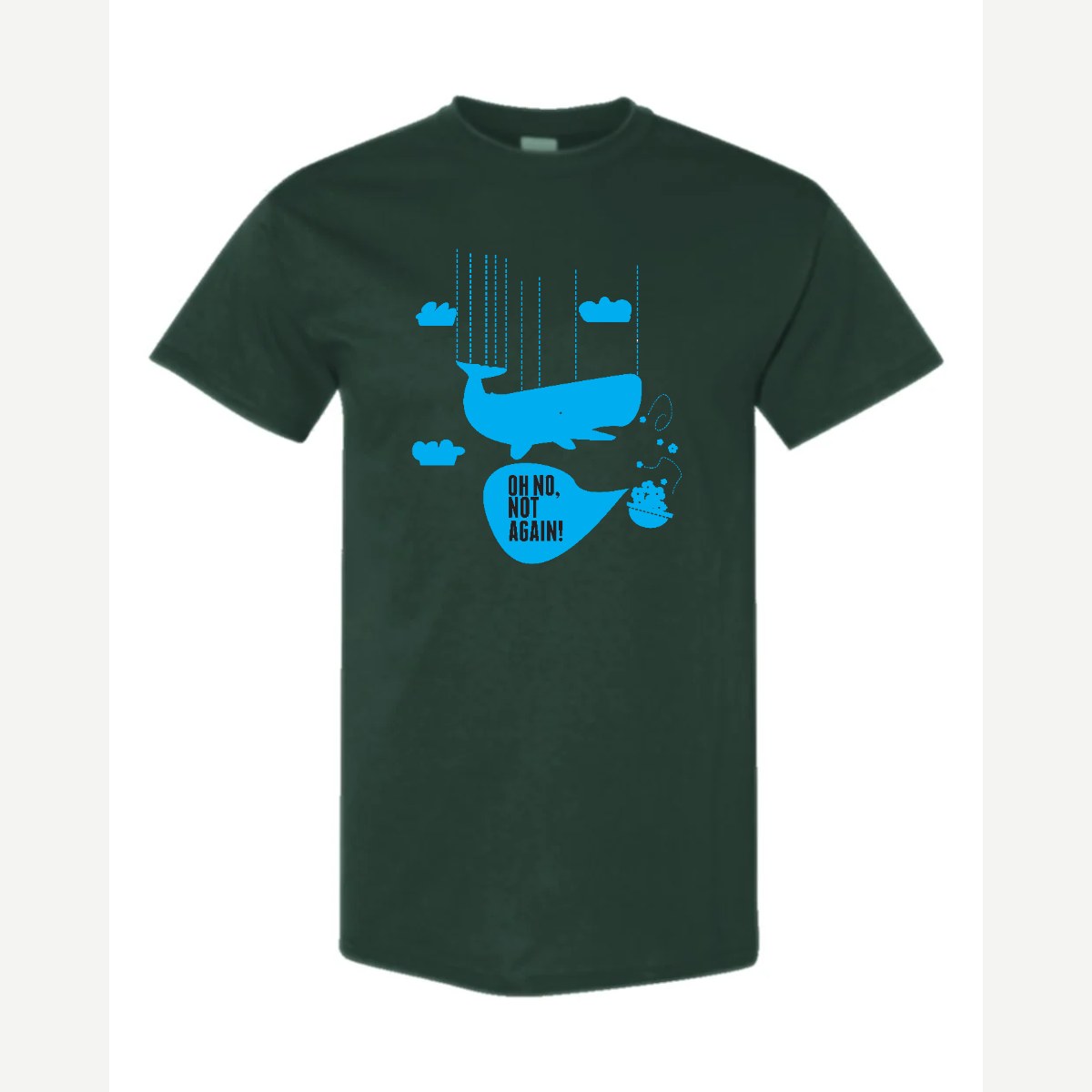 Oh No, Not Again (Falling Whale) — Classic Tee / Forest Green