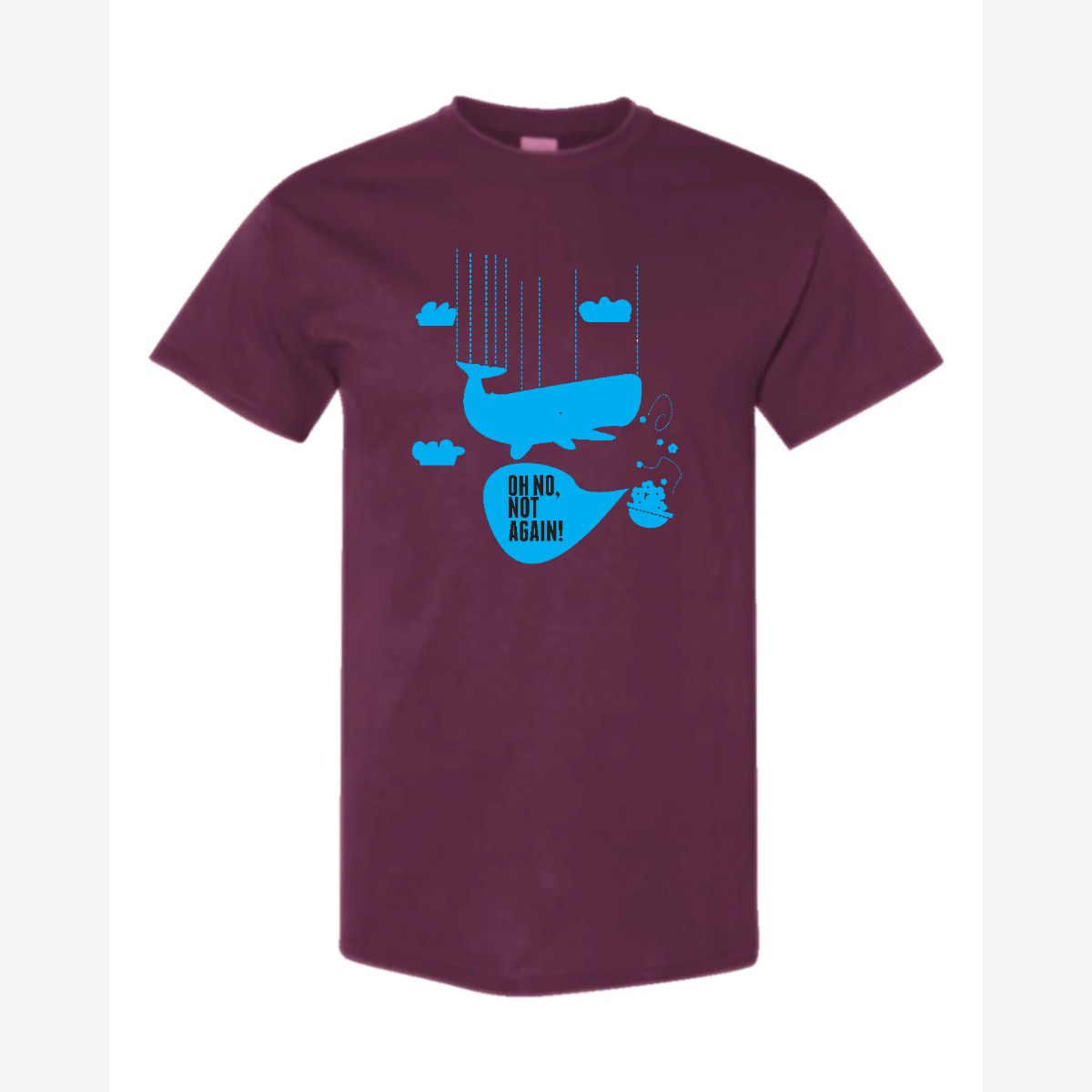Oh No, Not Again (Falling Whale) — Classic Tee / Maroon