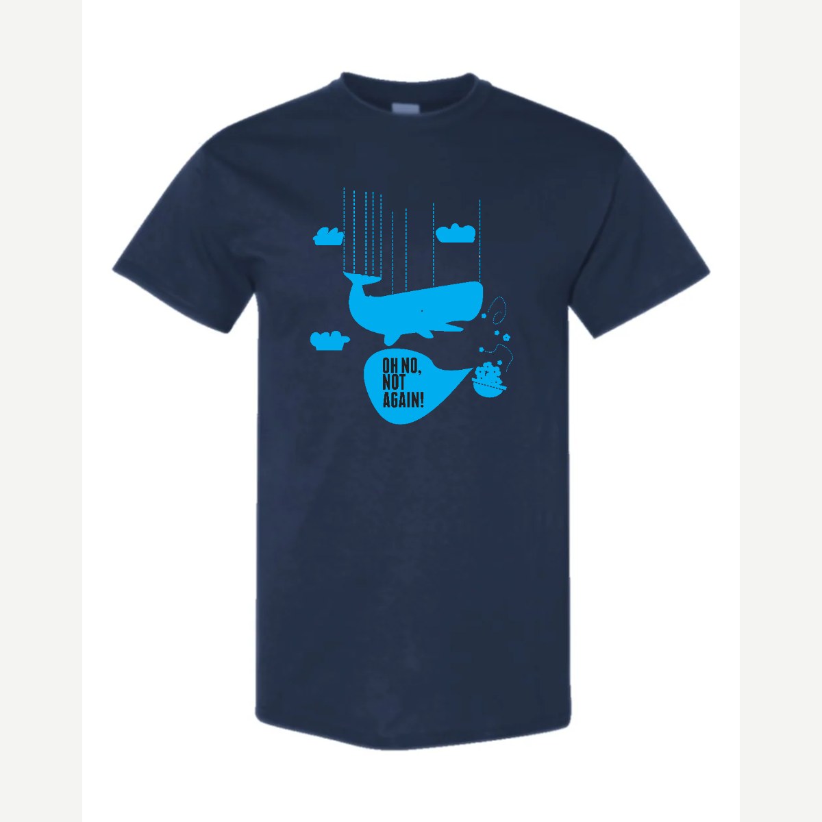 Oh No, Not Again (Falling Whale) — Classic Tee / Navy