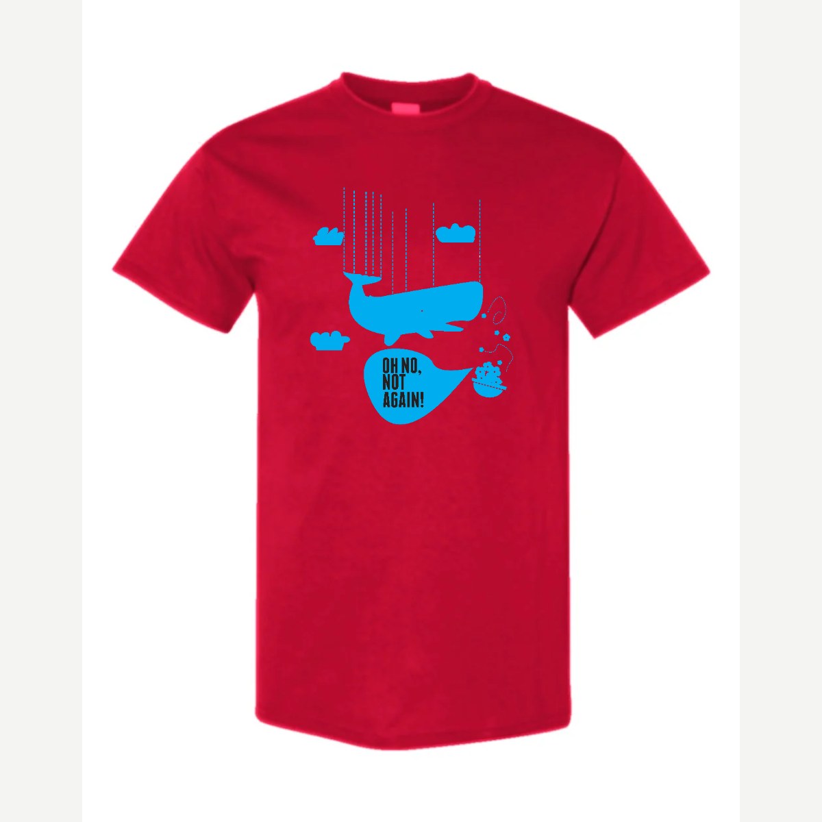 Oh No, Not Again (Falling Whale) — Classic Tee / Red