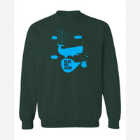 Oh No, Not Again (Falling Whale) — Crewneck Sweatshirt / Forest Green