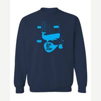 Oh No, Not Again (Falling Whale) — Crewneck Sweatshirt / Navy