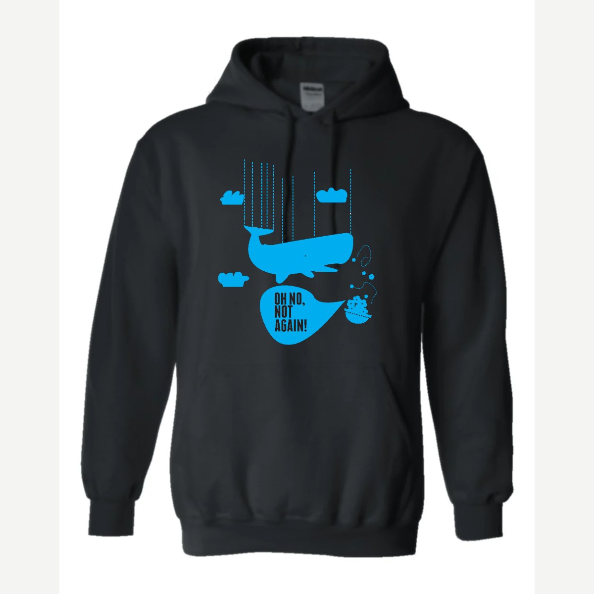 Oh No, Not Again (Falling Whale) — Hoodie / Black