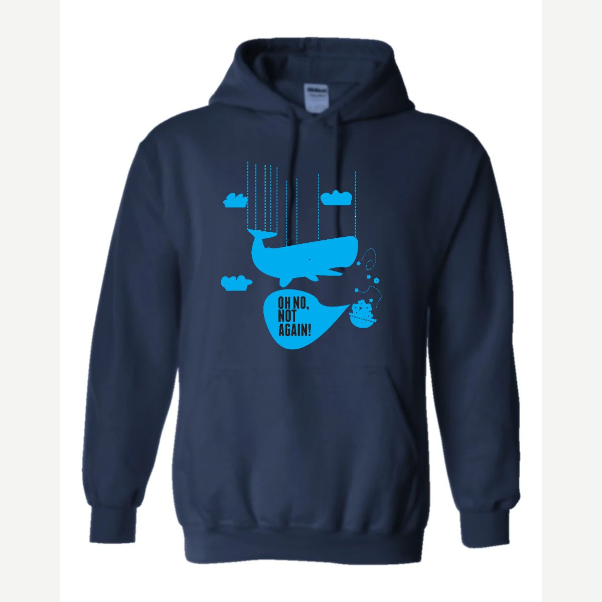 Oh No, Not Again (Falling Whale) — Hoodie / Navy
