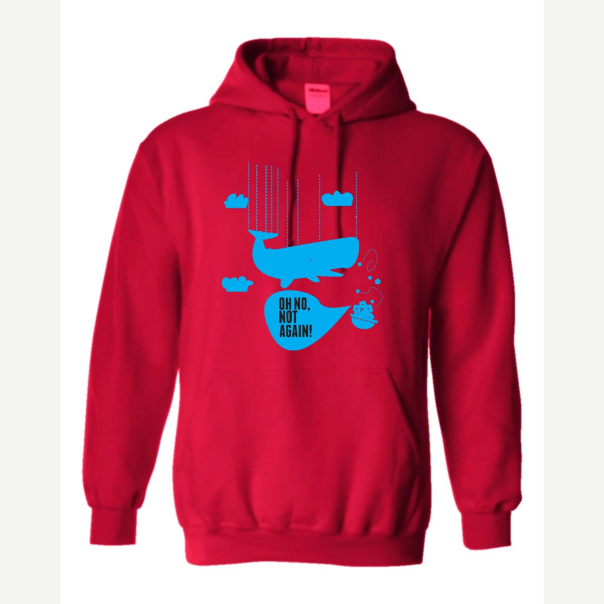Oh No, Not Again (Falling Whale) — Hoodie / Red