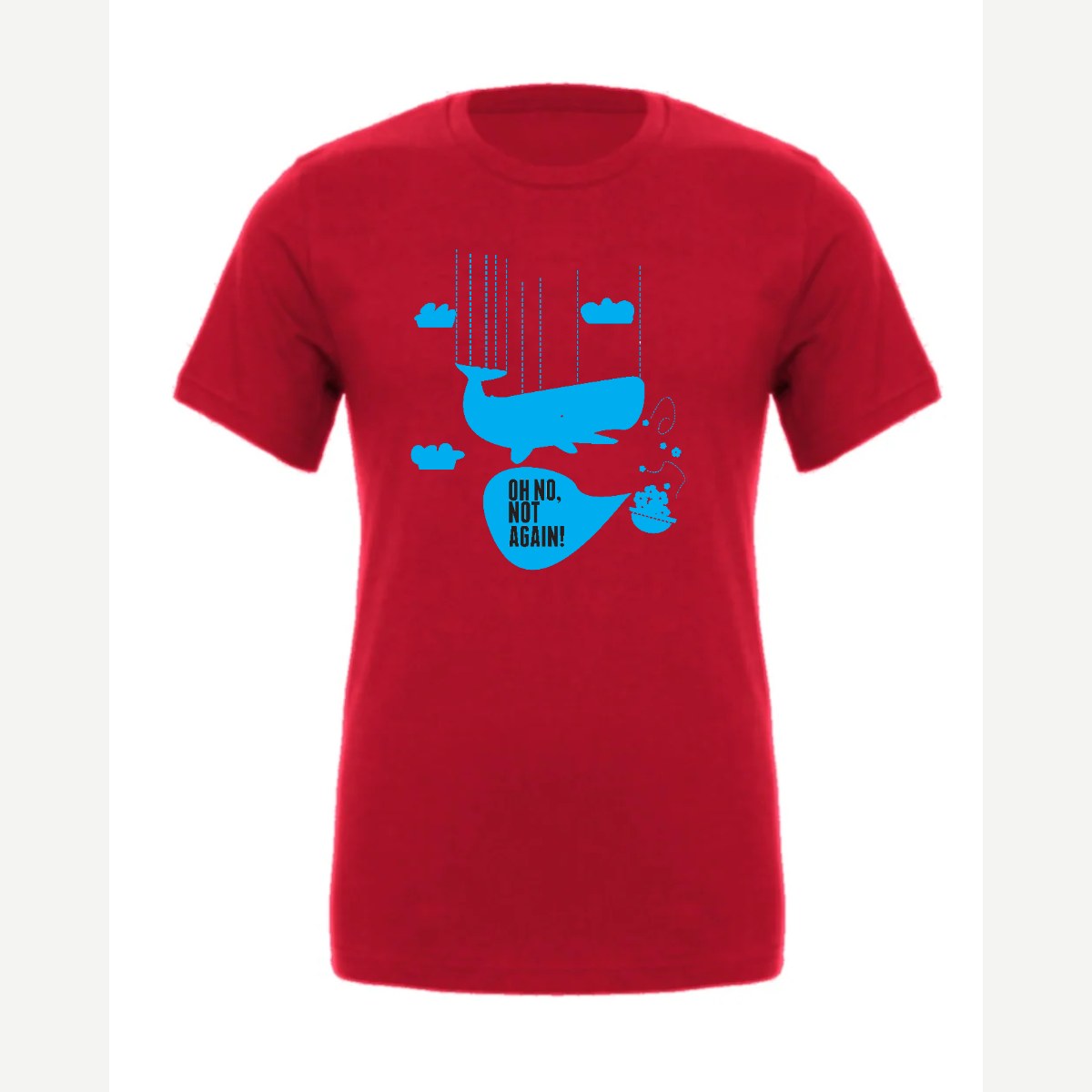 Oh No, Not Again (Falling Whale) — Premium Tee / Red