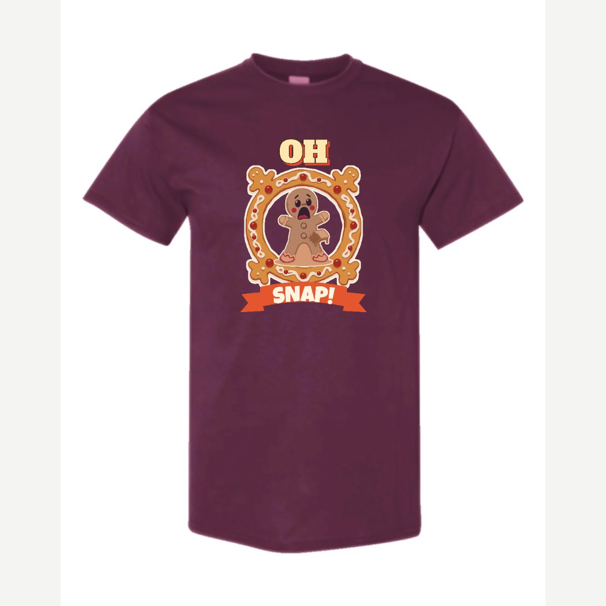 Oh Snap! (Gingerbread Man) — Classic Tee / Maroon