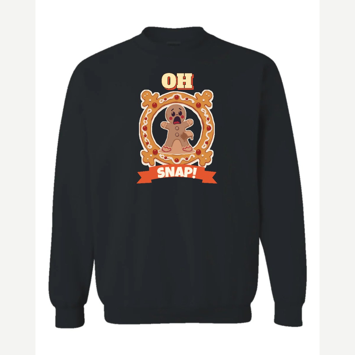Oh Snap! (Gingerbread Man) — Crewneck Sweatshirt / Black