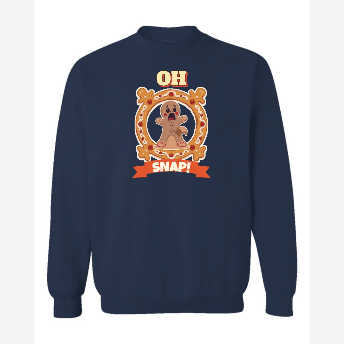 Oh Snap! (Gingerbread Man) — Crewneck Sweatshirt / Navy