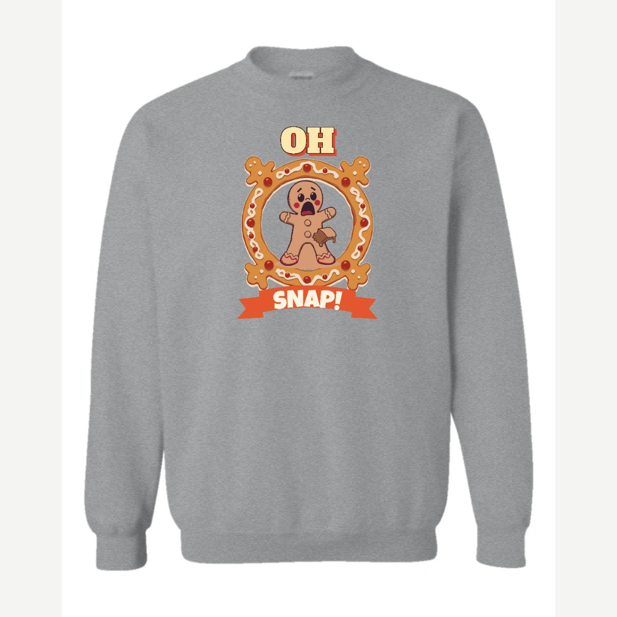 Oh Snap! (Gingerbread Man) — Crewneck Sweatshirt / Sport Grey
