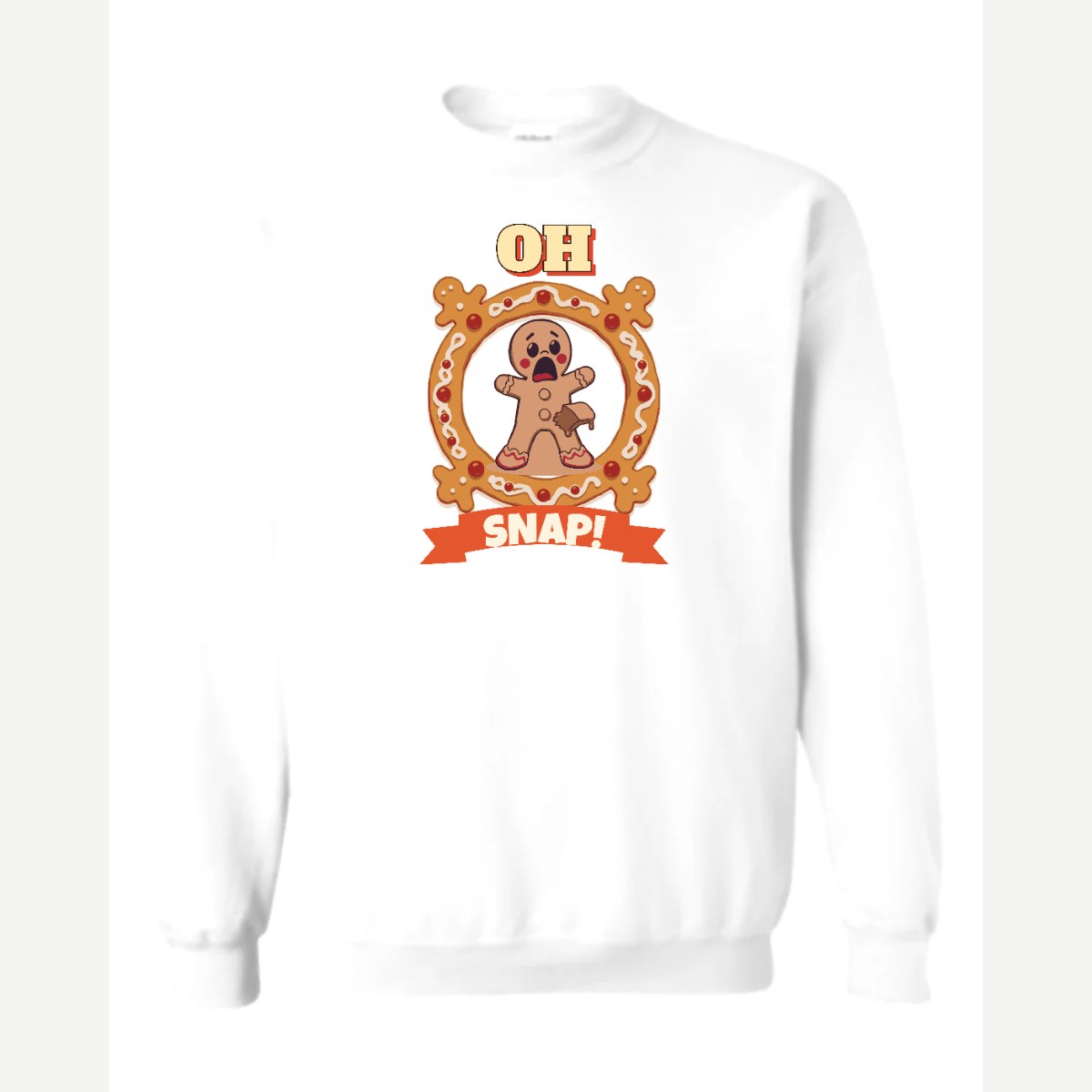 Oh Snap! (Gingerbread Man) — Crewneck Sweatshirt / White