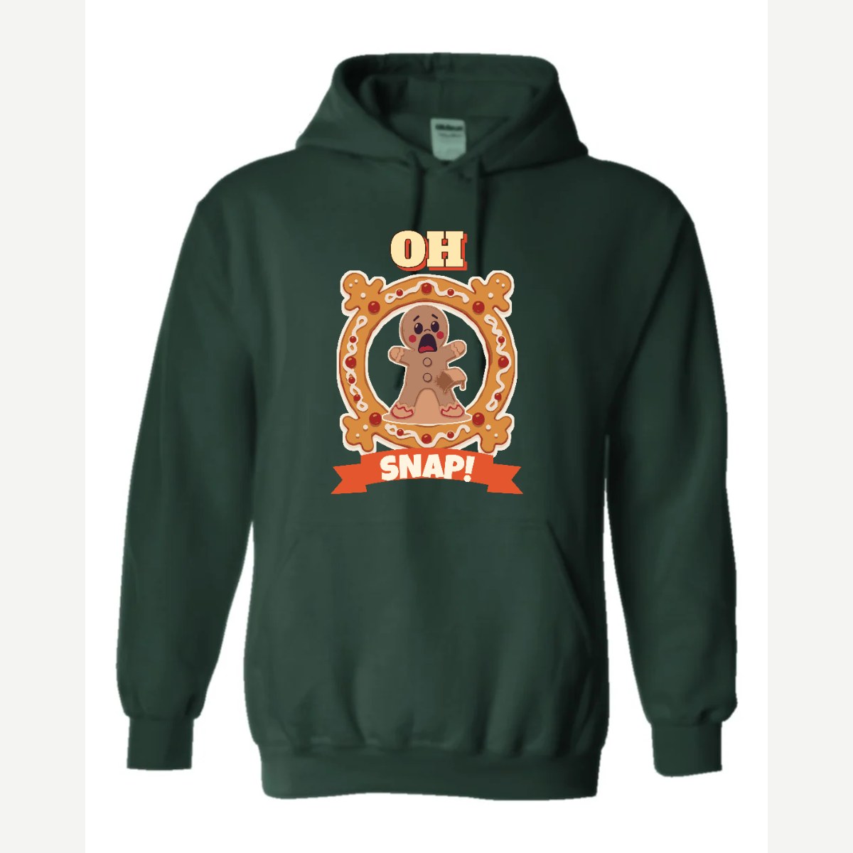 Oh Snap! (Gingerbread Man) — Hoodie / Forest Green