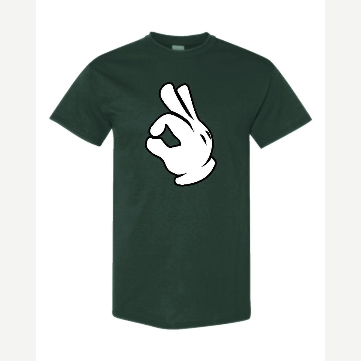 OK Hand (Cartoon Glove) — Classic Tee / Forest Green