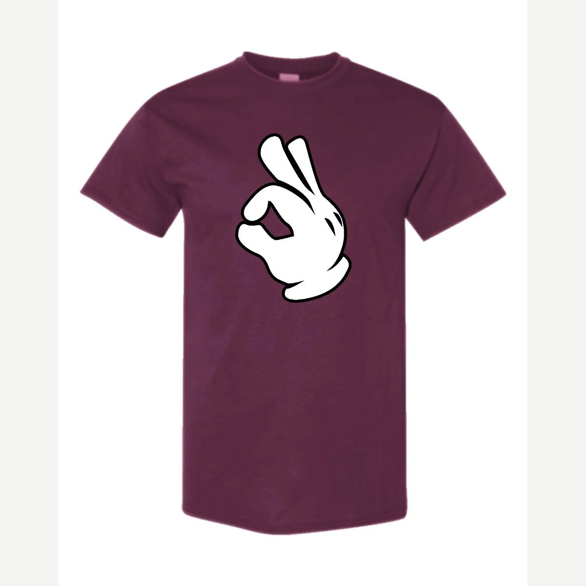 OK Hand (Cartoon Glove) — Classic Tee / Maroon
