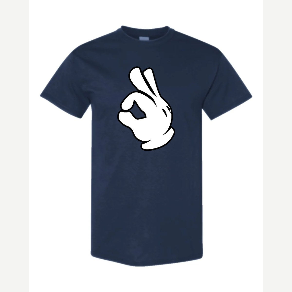 OK Hand (Cartoon Glove) — Classic Tee / Navy