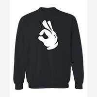OK Hand (Cartoon Glove) — Crewneck Sweatshirt / Black