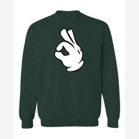 OK Hand (Cartoon Glove) — Crewneck Sweatshirt / Forest Green
