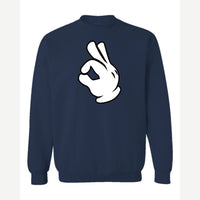 OK Hand (Cartoon Glove) — Crewneck Sweatshirt / Navy
