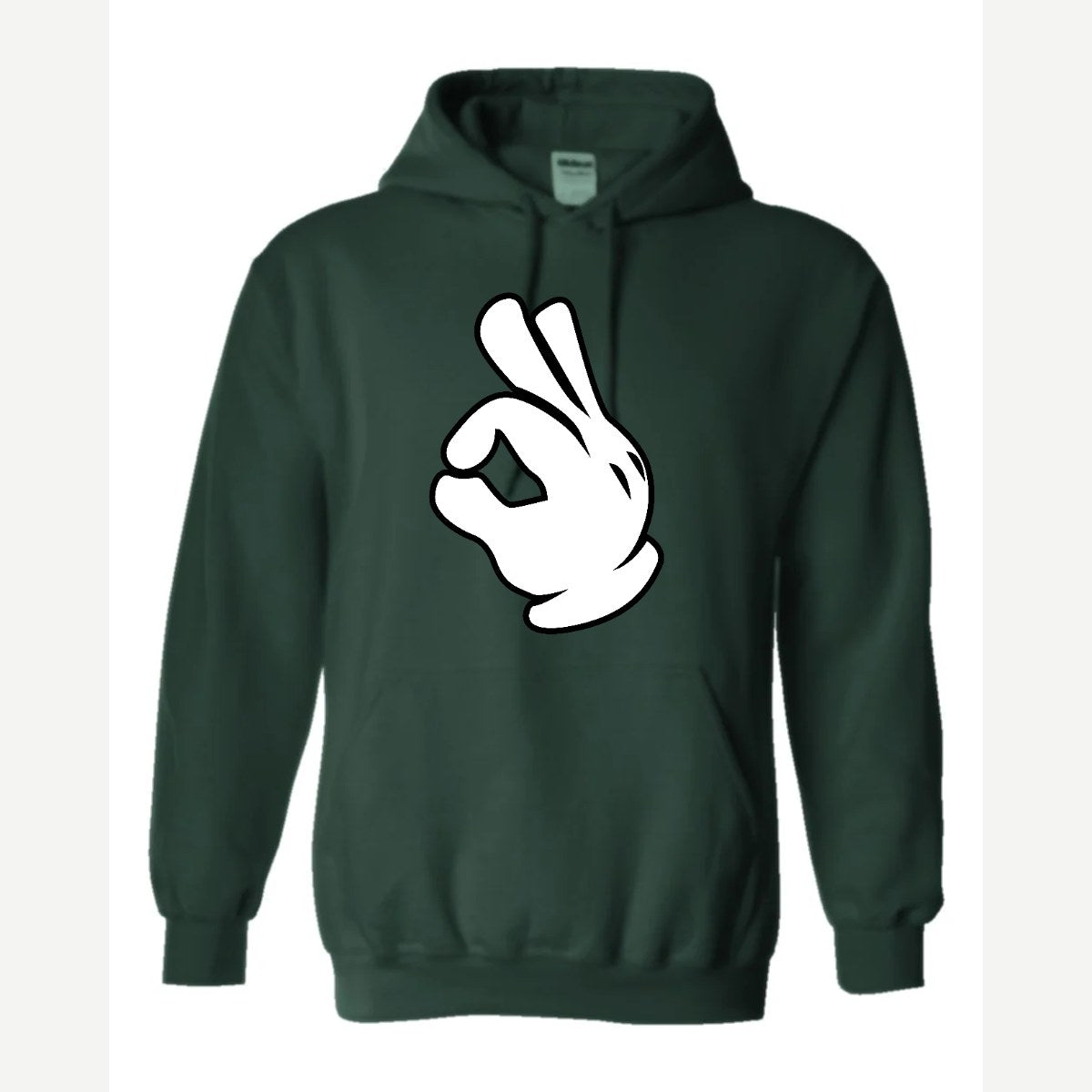 OK Hand (Cartoon Glove) — Hoodie / Forest Green