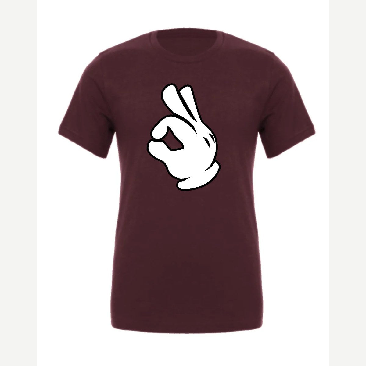 OK Hand (Cartoon Glove) — Premium Tee / Maroon