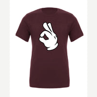 OK Hand (Cartoon Glove) — Premium Tee / Maroon