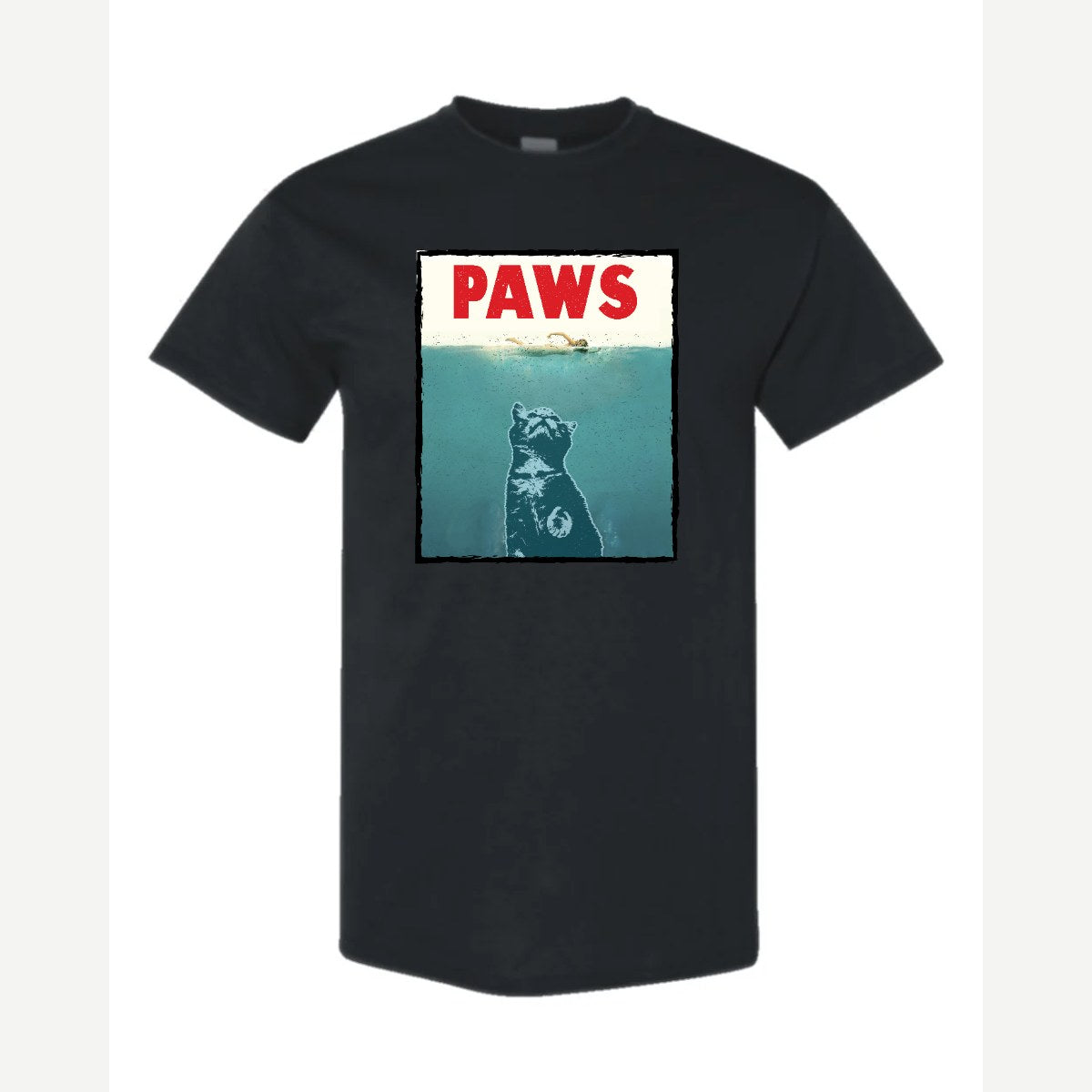 PAWS (Cat Movie Poster Parody) — Classic Tee / Black