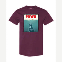 PAWS (Cat Movie Poster Parody) — Classic Tee / Maroon