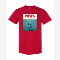 PAWS (Cat Movie Poster Parody) — Classic Tee / Red