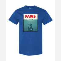 PAWS (Cat Movie Poster Parody) — Classic Tee / Royal